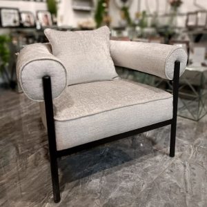 כורסה עיצובית דגם "נויה"- שמנת פנינה