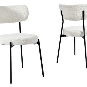 כיסא פינת אוכל מבד בוקלה לבן דגם שנאל