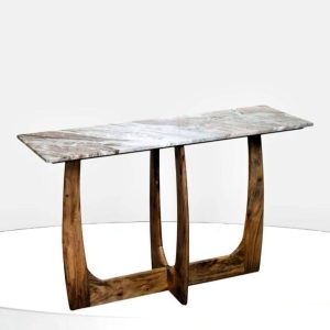 קונסולה עץ מנגו טבעי פלטת פורצלן