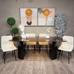 פינת אוכל זכוכית חומה שקופה מחוסמת