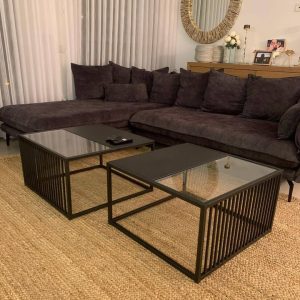 זוג שולחנות מרובעים ברזל פסים