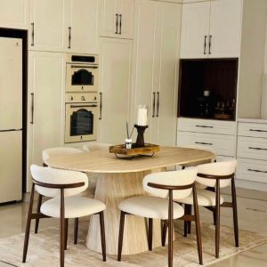 שולחן פינת אוכל טרוונטין אובלי רגל טבעי