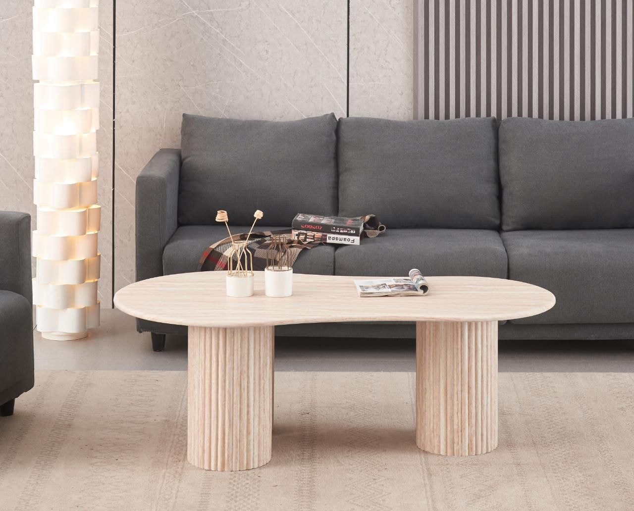 שולחן סלון אמורפי טרוונטין טבעי