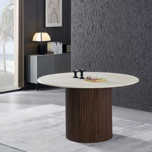 שולחן פינת אוכל טרוונטין רגל אגוז