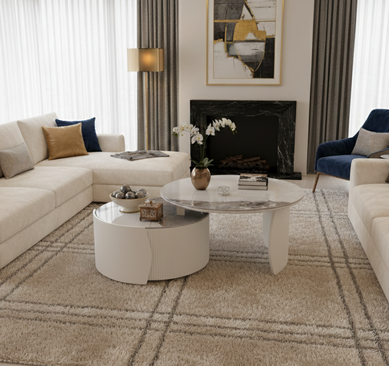 שולחן סלון ריאנה לבן שבור