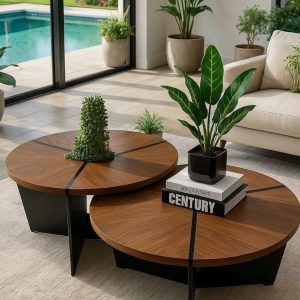 סט שולחנות מרצדס עץ