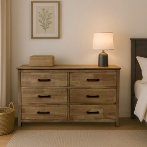 וינה קומודה עץ 6 מגירות טבעי