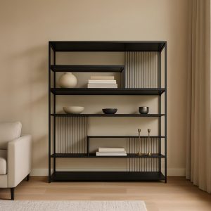 כוננית ברזל ופסים בצבע שחור