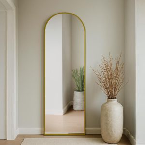 מראה חצי עגולה זהב