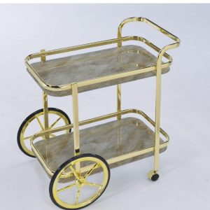 עגלת משקאות זהב זכוכית משוישת