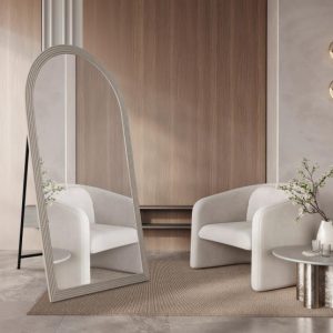 מראה חצי עגולה דגם פריז בצבע לבן