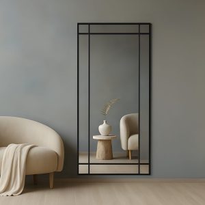 מראת גוף מלבנים עם מסגרת פנימית בצבע שחור