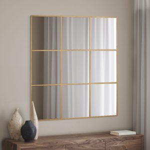 מראה ריבועים בריבוע בצבע זהב