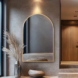 מראה חצי מעוגלת בצבע זהב